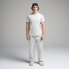 SKIMS COTTON MENS CLASSIC T-SHIRT | LIGHT HEATHER GREY
